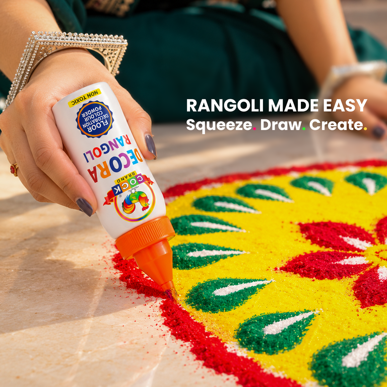 Drawing a rangoli with the Decora Easy Bottle nozzle